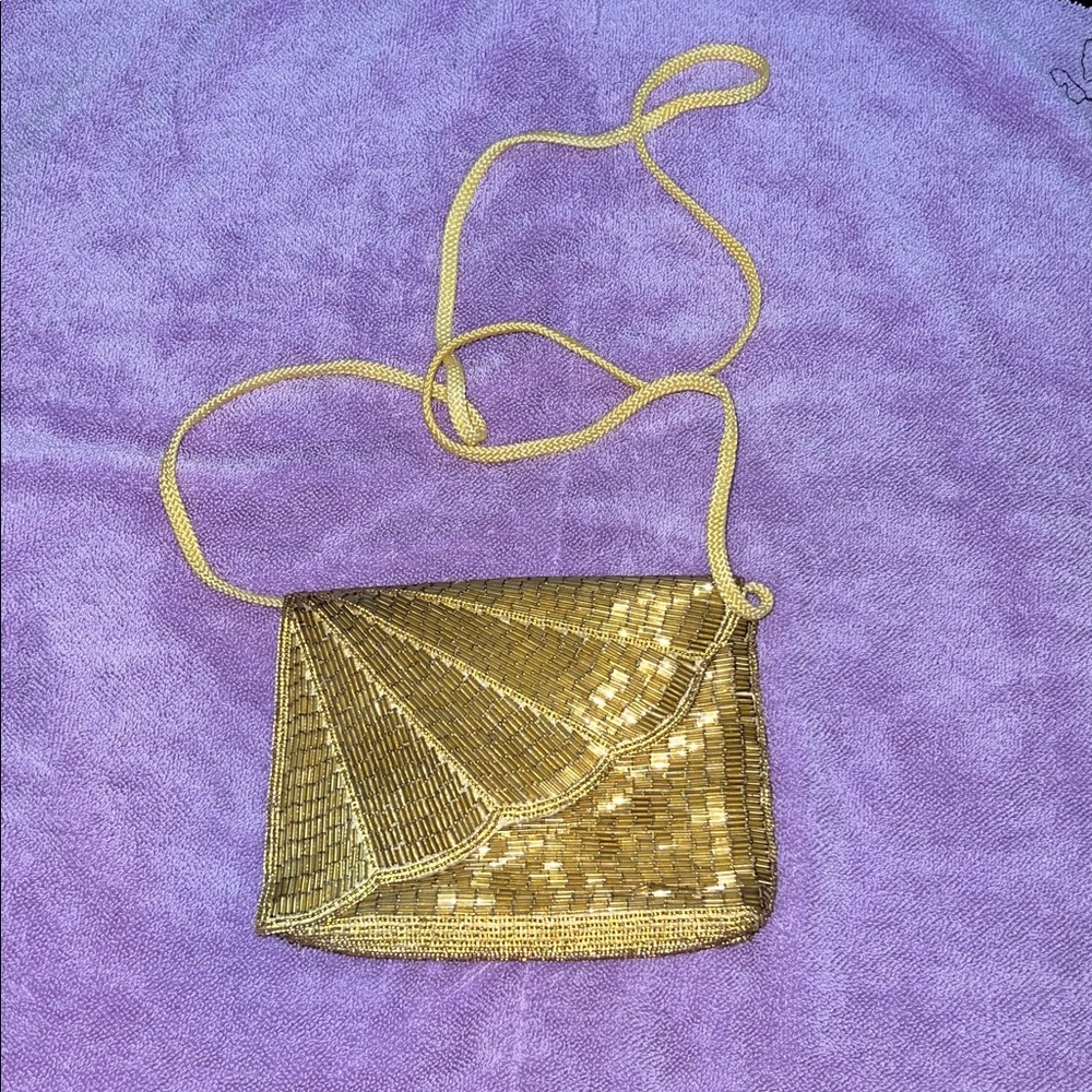 Elegant Gold Beaded Women's Bag